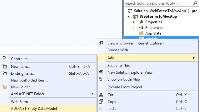 Adding Entity Model in the Project
